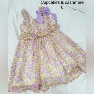 Cupcakes & Cashmere Floral Kids Dress - Purple and Yellow